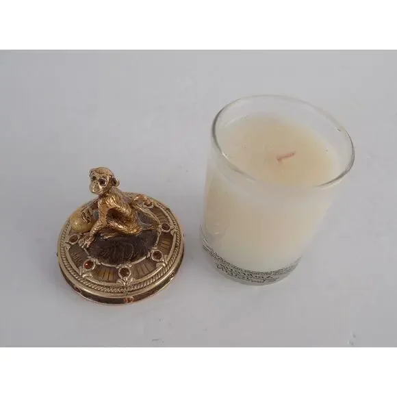 St. John Home lidded candle monkey rhinestones Ambrosia scent - Picture 4 of 5